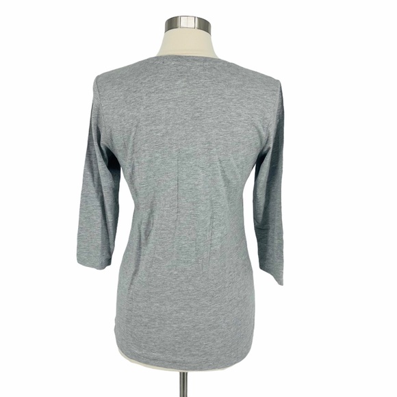 Devon & Jones Gray V-Neck 3/4 Sleeve Tee Shirt K18 - Picture 2 of 6